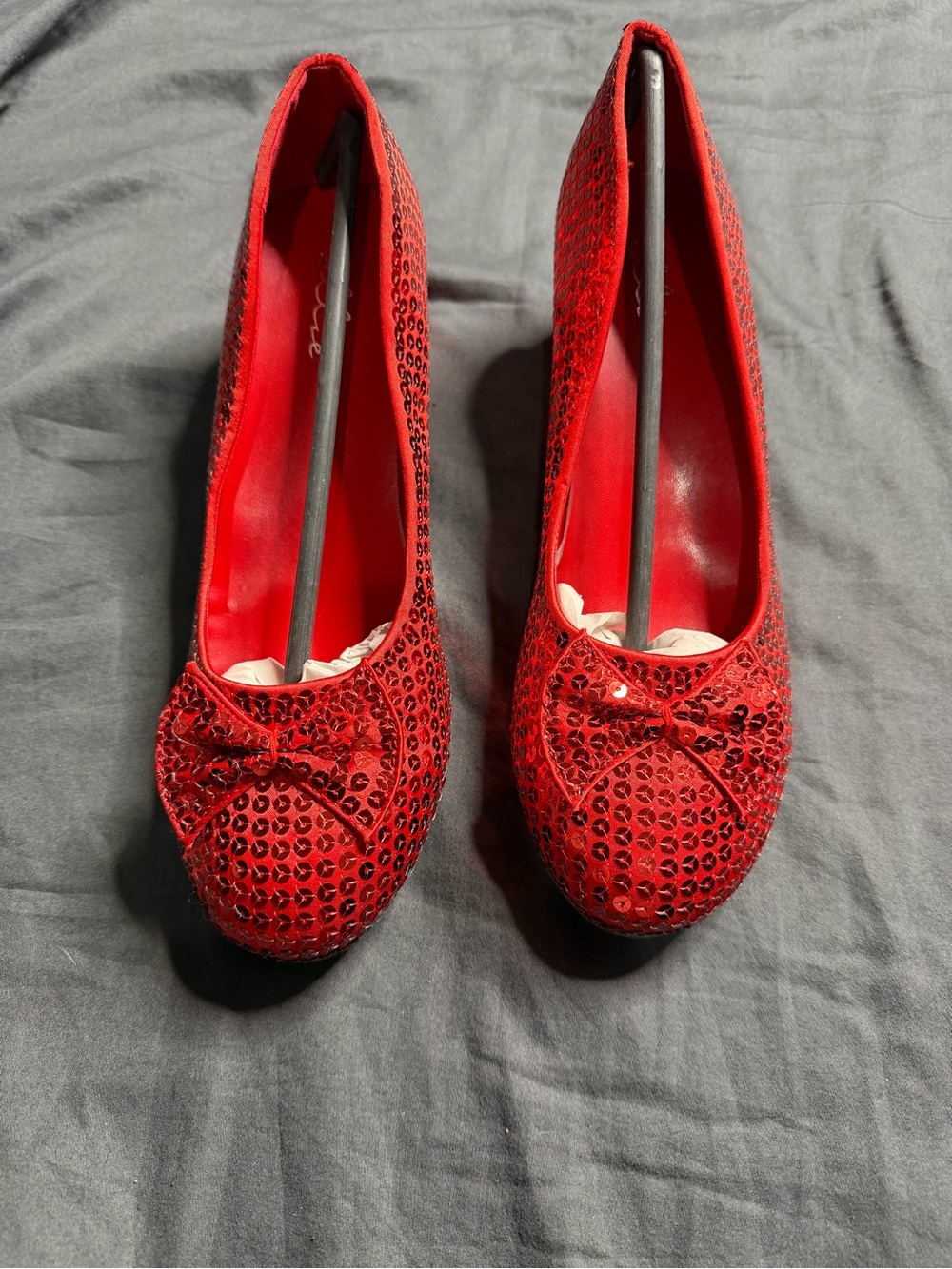 Red Sequin-Embellished Womens Heels